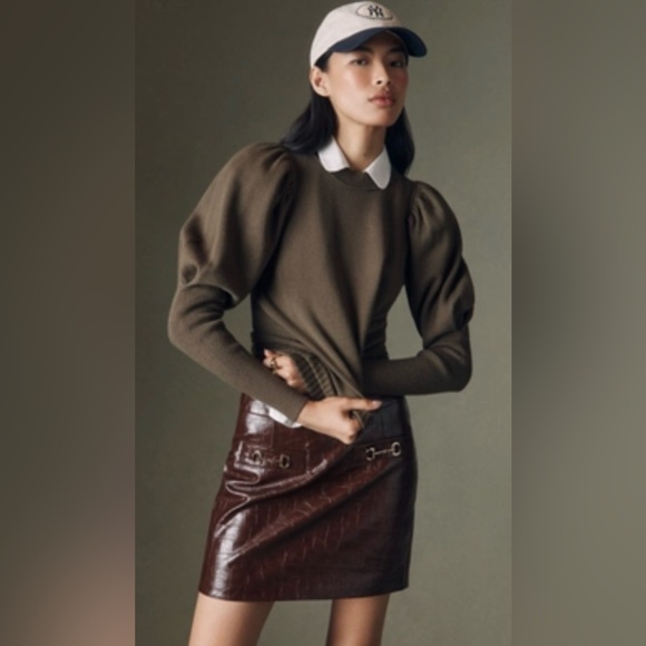 Maeve Sweaters - NWT - Maeve Olive Puff Sleeve Sweater